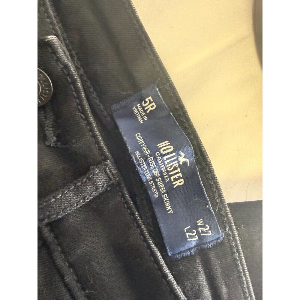 Hollister Black Distressed Ripped High Rise Super Skinny Jeans Women’s 5R - Picture 6 of 8